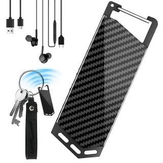 64GB Aufnahmegerät mit Voice Activated, Digitales Diktiergerät Mini mit Datenkabel Kopfhörer und Schlüsselanhänger, Rauschunterdrückung Voice Recorder Stereo HD für Interview Tagung