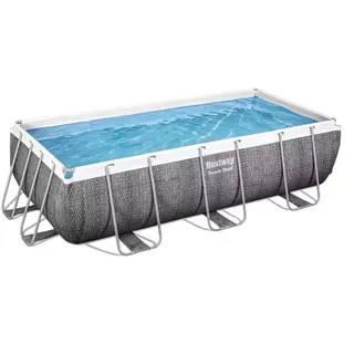 Set 404 x 201 x 100 cm inkl. Filterpumpe grau Rattanoptik