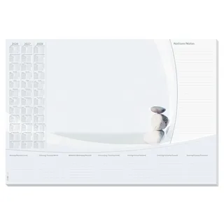 Sigel Schreibtischunterlage Harmonie 2026/2027/2028 weiß/grau Papier 59,5 x 41,0 cm, 30 Blatt