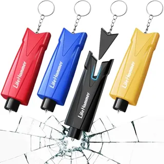 Tianher Nothammer Auto mit Gurtschneider, 4er Set Sicherheitshammer mit Gurtmesser, 2 In 1 Gurtschneider Notfallhammer, Notfallhammer Auto,Fensterbrecher Notfall Werkzeug fürs Bus KFZ Safety