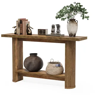 LITTLE TREE 140 cm Moderner Konsolentisch, Schmaler Sofatisch für Flur, Holztisch für Eingangsbereich, hinter das Sofa für Wohnzimmer, Flur, Eingang, Braun