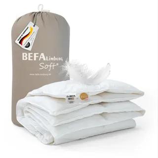 BEFA SOFT Daunendecke Winter 100x135 cm | Federbettdecke 90% Federn & 10% Daunen | atmungsaktiv & pflegeleicht | für Allergiker (NOMITE) | Tierwohl (DOWNPASS) | Oeko-TEX Klasse 1 | Made in Germany