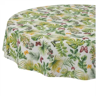 ANRO Tischdecke abwaschbar Tischtuch Baumwolle Polyester wasserabweisend (Einzelstück 1-tlg), Schmutzabweisend abstrakt Hellgrün Rund 120cm grün Rund | Ø 120 cm x 120 cm x 120 cm