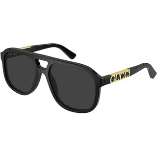 Gucci Unisex Gg1188s Sonnenbrille, Schwarz/Schwarz/Grau, 58 - 58