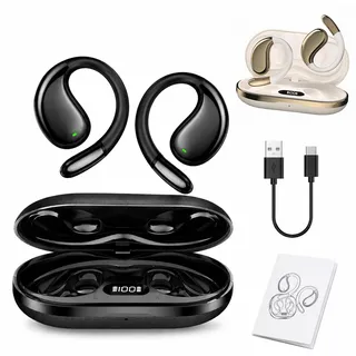Unitalk Buds Echtzeit-Übersetzer Earbuds, Open-Ear Bluetooth 5.4 Kopfhörer mit KI Echtzeitübersetzung, 156 Sprachen Translator Ohrhörer für Reisen, Business, Meetings & Anrufe (Klassisches Schwarz)