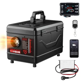 Dieselheizung 220-240V AC & 12/24V DC 8 kW, All-in-One 5L Diesel Standheizung mit Bluetooth APP Fernbedienung und LCD Bildschirm, für Zuhause, Werkstatt, Garage, Wohnmobil, LKW, RV, Boot Schwarz