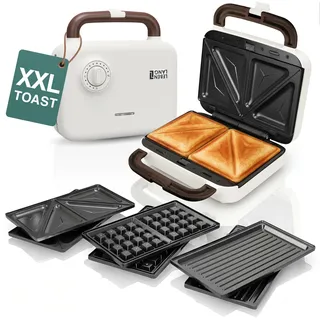 LEBENLANG Sandwichmaker 3 in 1-850W Inkl. 3 Einsätze für Grill Sandwich