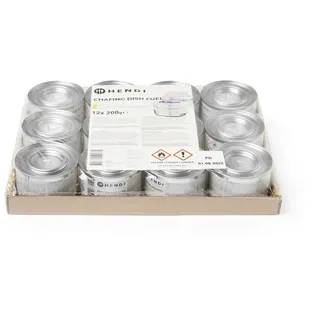 HENDI Brennpaste, 12 Stück, ruß- und geruchlos, Brenndauer ±3 Stunden, Brenngel, Fire Paste, für Wärmebehälter, zum Warmhalten von Speisen, für Chafing Dish, 200gr