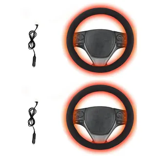 Beheizte Lenkradhülle, 38 cm 12V Lenkradwärmer Beheizte Lenkradschutzhülle, schnelles Aufheizen Winter Universal Passend für Räder von Autos, LKW, Vans, SUVs
