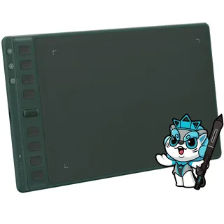 HUION Inspiroy 2 M Grafiktabletts, Tragbares Zeichentablett mit 8192 Stufen batterielosem Digitalstift, 8 Drucktasten + Scroller, für Windows Mac Linux Android ChromeOS (grün)