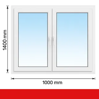 DRUTEX Iglo 5 Fenster 100x140 cm - Kunststoff, Weiß, 2-flügelig, 2-fach verglast