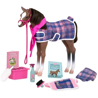 Our Generation – Spielzeug-Pferd – Set für Pflege und Fütterung – 46 cm Puppenzubehör – Rollenspiel – Spielzeug für Kinder ab 3 Jahren – Quarter Horse Fohlen