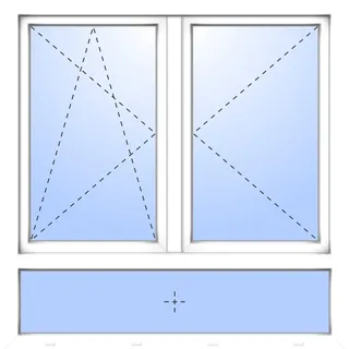 Zweiflügelfenster mit Unterlicht SEBASTIAN Dreh / Dreh-Kipp Stulp Weiß RAL 9016 beidseitig innen öffnend DIN rechts