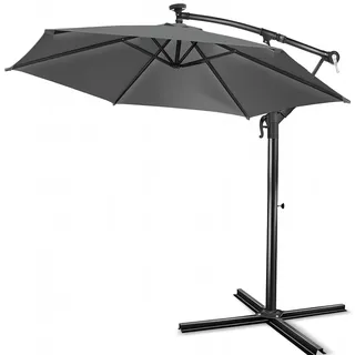 Valle Verde Sonnenschirm XXL, Ampelschirm, Gartenschirm, Kurbelschirm - UV-Schutz, Wasserabweisend, Sonnenschutz - 300/350 x 250 cm,Grau - 350 cm x 250 cm