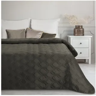 Eurofirany Tagesdecke SOFIA/5, Doppelseitige Decke mit gestepptem Muster für Doppelbett & Sofa grau 220 cm x 240 cm