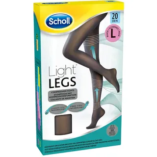 Scholl Light Legs Strumpfhose – Damen-Strumpfhose mit Kompressionsfunktion & Anti-Laufmaschen-Technologie in L – Transparente, schwarze Stützstrumpfhose – 1 Paar mit 20 DEN