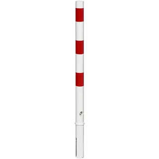 SPU Absperrpfosten Poller Stahl 900 mm - Herausnehmbar - Parkplatzsperre | Feuerverzinkter in Rot Weiß, Inklusive Bodenhülse, Dreikantschloss, Parkpfosten mit Hohem Anfahrschutz