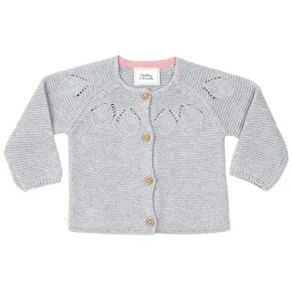 stellou & friends Cardigan mit Ajourstrick in grau | Gr.: 62/68