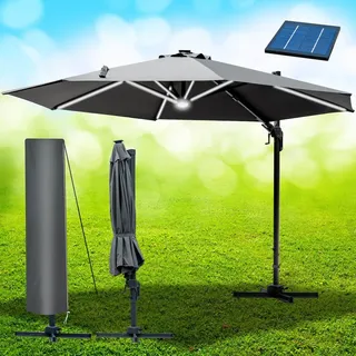 BRAST Alu Ampelschirm Ø 360 cm grau inkl. LEDs