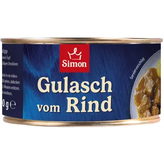 SIMON Delikatess Rindergulasch 300 g I Zartes Rindfleisch in herzhafter Sauce I Fertiggericht in recyclebarer Konserve I Authentische Hausmannskost