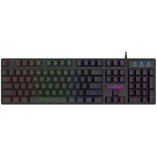 RGB LED Gaming QWERTZ Tastatur Schwarz USB Keyboard Beleuchtet Deutsches Layout - Schwarz