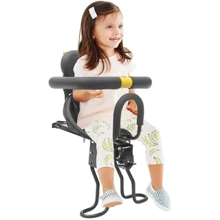 JDBDU Kindersitz Fahrrad Vordersitz Eines Fahrrads Vordersitz Kindersitz Fahrrad Vorne mit Sicherheitsgurt und Höhenverstellbare Pedale Kinderfahrradsitz für Falträdern, Mountainbikes, Fahrräder