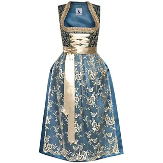 Alpenmärchen Dirndl Langes Dirndl Thea in blau und creme - ALM912 56