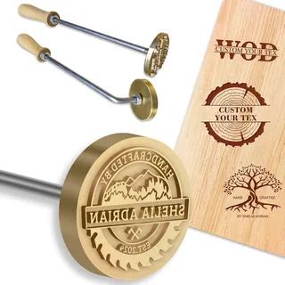 Brennstempel für Holz Eigenes Logo Personalisiertes Metall-Brandeisen für Leder Holz Backen Geschenke für Handgefertigte Designer-Hochzeitsparty–Mehrere Größen optional