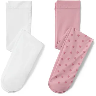 Tchibo - 2 Kinder-Feinstrumpfhosen - Mädchen - Gr. 98/104 - weiß/geblümt