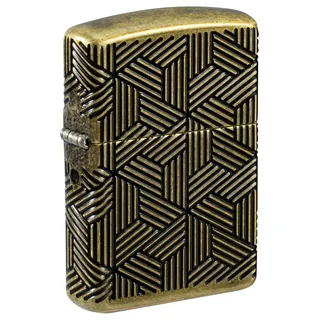 Zippo Sturmfeuerzeug - Art Deco Pattern, Armor Antique Brass, MultiCut - Nachfüllbar - Wiederverwendbar - Windfestes Design - Geschenkbox - Made in USA