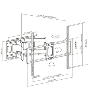 Value TV-Wandhalterung, flexibel, 60-120 Zoll, bis 120 kg