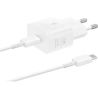 Samsung Schnellladegerät T2510 USB-C 25W mit Datenkabel, Weiß