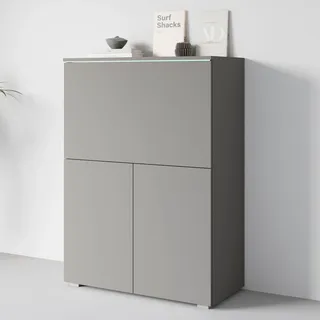 Home Affaire PC-Schrank HOME AFFAIRE "Vera, Sekretär, Home-Office-Schreibtisch mit LED-Beleuchtung", grau pallad, B:90cm H:125,1cm T:42cm, Sekretäre, Multifunktional mit Stauraum, klappbare Tischfläche, LED, B 90 cm