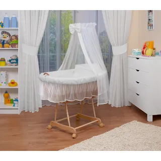 Waldin Stubenwagen-Set mit Ausstattung,XXL,Bollerwagen,komplett,9 Modelle wählbar,weiß/weiß