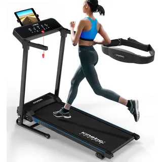 Kinetic Sports Elektrisches Laufband KST4600FX klappbar - 1100 Watt DC-Motor bis 12 km/h, Manuelle Steigung, 12+1 Programme, LCD-Display, 40 cm breite Lauffläche, bis 120kg inkl. Pulsgurt