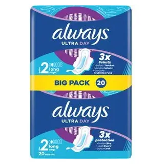 Always Damenbinden Ultra Day Long mit Flügeln 20 St.