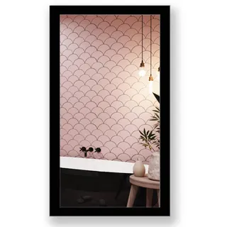 Spiegel MIT Rahmen 32 GRÖßEN 60/50, 50/60cm, 11 Farben Rahmen, Handgefertigte, breiter Fester Rahmen, Stabiler Rückwand, Rahmenleiste: 60x20mm, Rahmen Farbe: Schwarz Matt