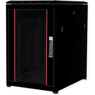 Roline 19-Zoll Netzwerkschrank Pro 16 HE, 600x800 BxT Glastür, schwarz