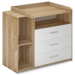 Infantastic®  Wickelkommode hellbraun-weiß Wickel-Schrank Babymöbel Wickelregal