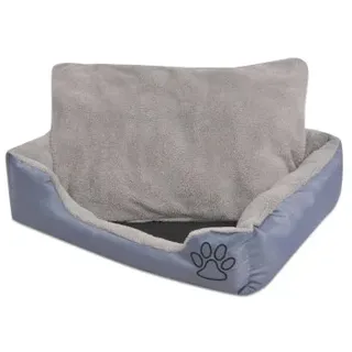 vidaXL Hundekorb mit gepolstertem Kissen XXL 80 x 80 cm grau