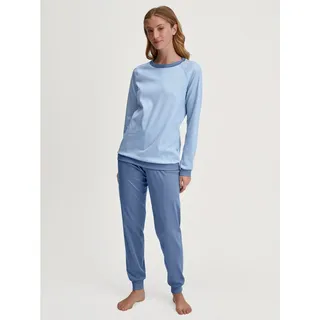 CALIDA Midnight Mushrooms Bündchen-Pyjama Damen, aus 100% Baumwolle, - 40-42