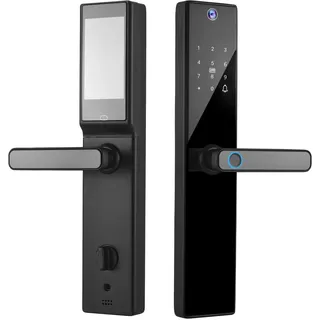 Swokely Smart Lock mit Kamera, 4,5-Zoll-Bildschirm, BT-Türschloss ohne Schlüssel, TY-App/Fingerabdruck/Passwort/Karte/mechanische Schlüssel-Entriegelungsmethoden, ürschloss für 40–120 mm