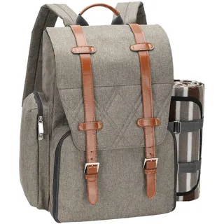 Picknick-Rucksack für 4 Personen mit großer isolierter Kühltasche, Picknickkorb-Set mit Weinbeutel, wasserdichte Picknickdecke und Besteck-Set. Perfekt für Strand, Hochzeitsgeschenk für Paare, Pinsel