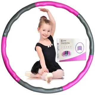 LETAO Hula Hoop Reifen Kinder von 5+ Jahren | Rosa-Grau Hula Hoop Reifen Kinder, Zerlegbar, inklusive Elektronischer Anleitung