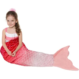 Catalonia Classy Meerjungfrauenflosse Mädchen 140 150 Rot, Meerjungfrau Flosse Decke Farbwechsel Kinder Damen Erwachsene Frauen, Meerjungfrau Flossen Schwanz Schlafsack Geschenke für Mädchen - Einheitsgröße