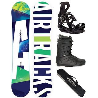 Airtracks Snowboard Snowboard Komplett Set Aero (4 St., 4er Pack), Snowboard Rocker + Bindung Master + Boots + Bag / 148 153 158 163 cm Boots 42 Star Black | 158 cm