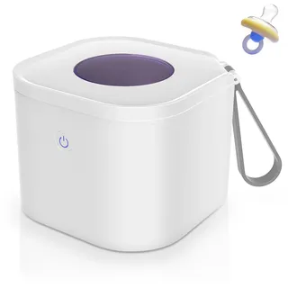 Flaschensterilisator Baby, 70x Nutzung pro Ladung Schnuller Sterilisator Tragbar für Schnuller Zubehör 3 Minuten Sterilisation UV Sterilisationsbox 95x95x72mm USB C Graues Innenfach uv sterilisator