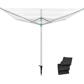 Innotic Wäschespinne für Draußen mit 56m Wäscheleine und Bodenhülse, Rostfreier Stahl, Wasserdicht, Höhenverstellbar Garten Wäscheständer für Traglast 28 kg Wäscheladungen