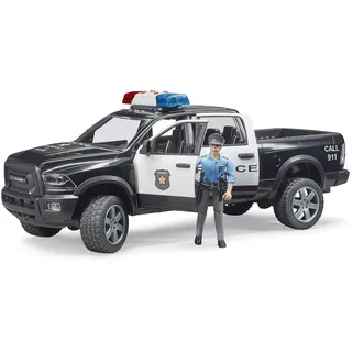 Bruder 02505 - Polizei Pickup mit Polizist schwarz/weiß 1:16