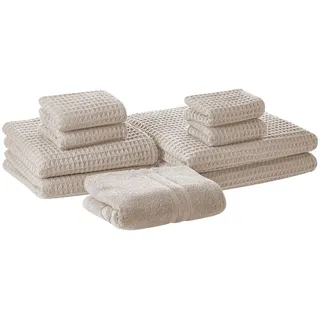 Beliani Handtücher 9er Set AREORA Baumwolle Beige